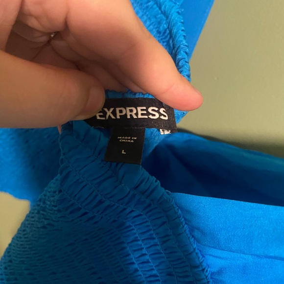 Express Vibrant Blue Ruffle Sleeve Blouse - Picture 3 of 3